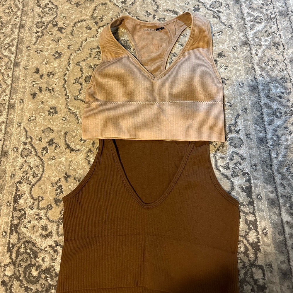 Tan and Brown Women's Crop Top by Aritzia